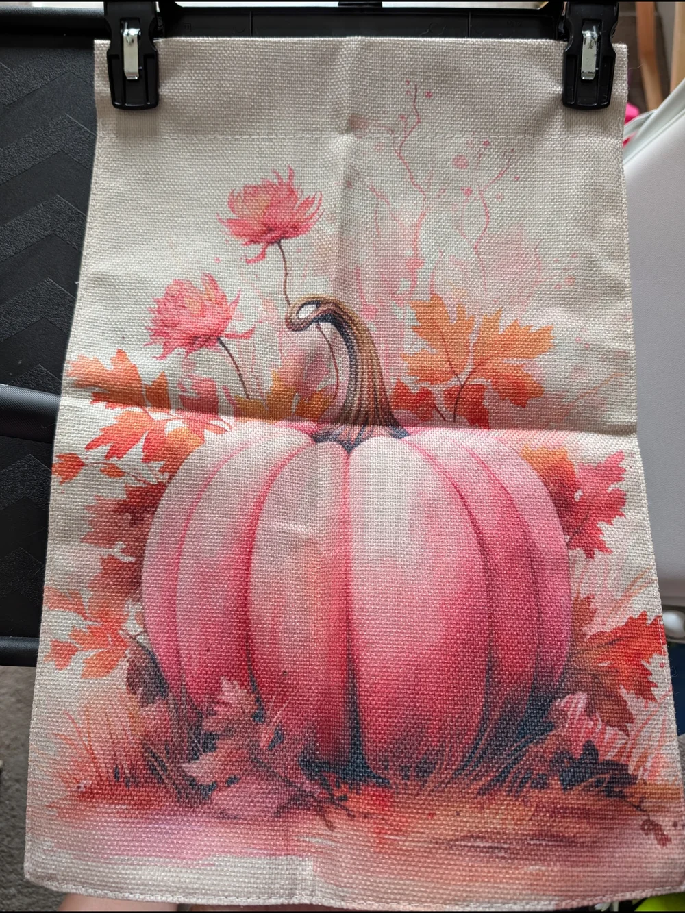 Autumn Pink Pumpkin Wall Flag Home Wall Decor Or Garden Flag